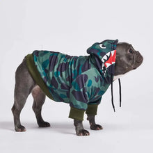 Load image into Gallery viewer, Spark Paws® Shark Monster Dog Hoodie - Green Camo/Sweat à capuche Shark Monster Dog - Camouflage vert