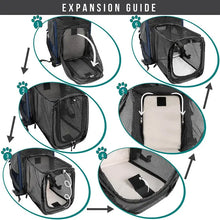 Load image into Gallery viewer, Expandable 3-Way Entry Pet Carrier Backpack/Sac à dos de transport pour animaux de compagnie extensible à 3 entrées