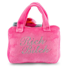 Charger l'image dans la galerie, Haute Diggity Dog - Pink "Rich Bitch" Barkin Bag Squeaker Dog Toy (Large)