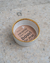 Load image into Gallery viewer, Grey Marble Dog Bowl with Gold Accent