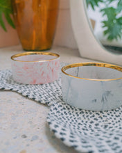 Load image into Gallery viewer, Blush Pink Marble Dog Bowl with Gold Accent