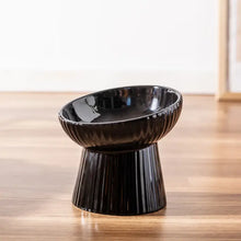 Load image into Gallery viewer, Fluted Tilt Ceramic Cat Dish/Gamelle pour chat en céramique cannelée et inclinée