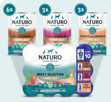Load image into Gallery viewer, Naturo Adult Dog Grain & Gluten Free Variety Pack Cans in a Herb Jelly (12x390g)