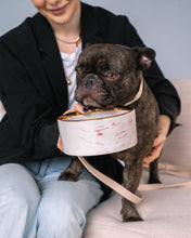 Load image into Gallery viewer, Blush Pink Marble Dog Bowl with Gold Accent