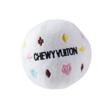 Charger l'image dans la galerie, Haute Diggity Dog - White Chewy Vuiton Ball Squeaker Dog Toy