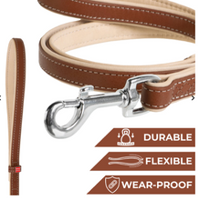 Load image into Gallery viewer, Wau Dog "Collar Soft" Flat Leather Leash for Dogs (4ft)