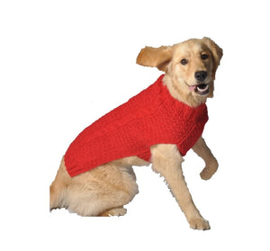 Chilly Dog Red Cable Knit Sweater