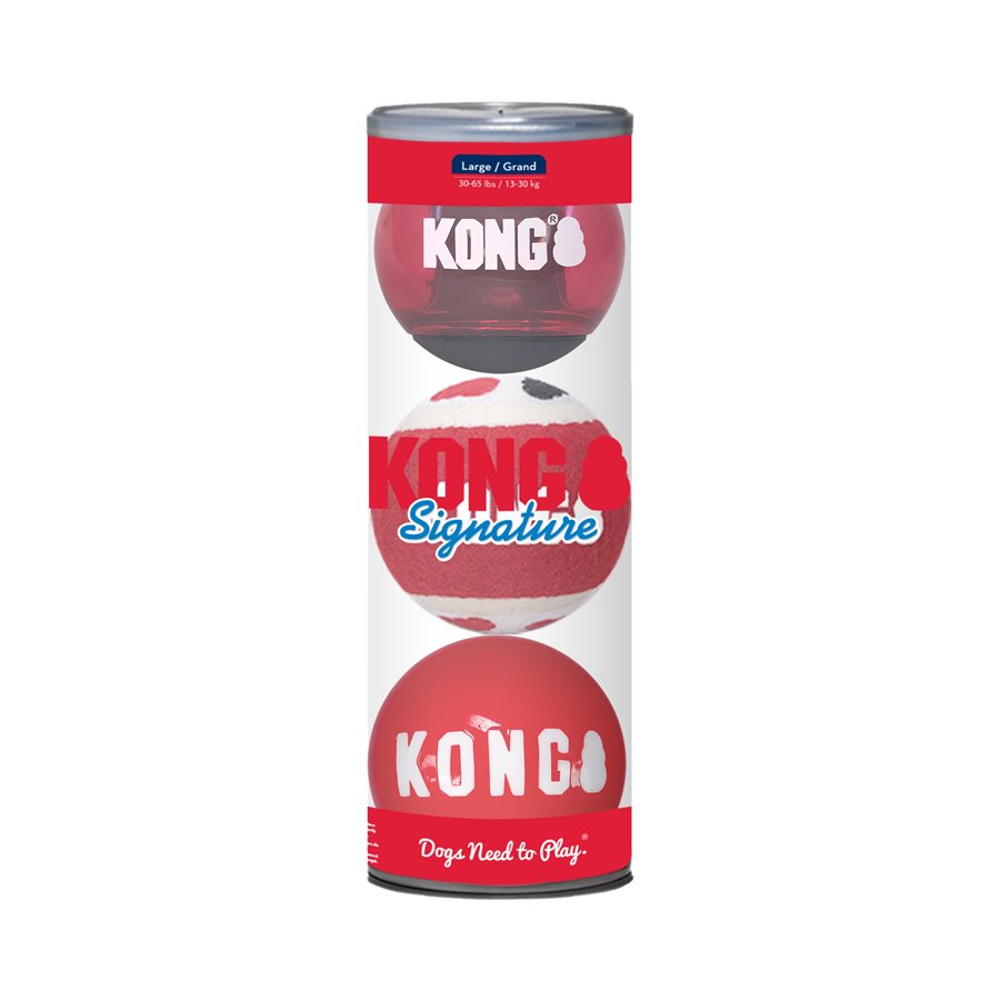 KONG Signature Balls 3-pk Assorted Large