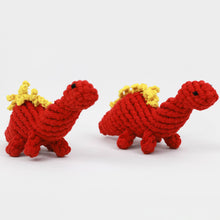 Load image into Gallery viewer, Knotty Pawz - Handmade Sustainable Red Dinosaur Rope Toys/Jouets en corde de dinosaure rouge durables faits à la main
