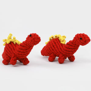 Knotty Pawz - Handmade Sustainable Red Dinosaur Rope Toys/Jouets en corde de dinosaure rouge durables faits à la main