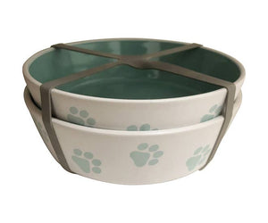 Set of Two, Bromley Dog Bowl Turqoise 6"