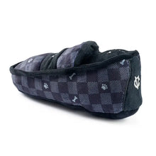 Load image into Gallery viewer, Haute Diggity Dog - Black Checker Chewy Vuiton Loafer Squeaker Dog Toy
