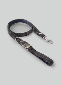 Hackett x Hugo Hudson - Grey Checked Tweed Dog Lead/Laisse pour chien en tweed à carreaux gris
