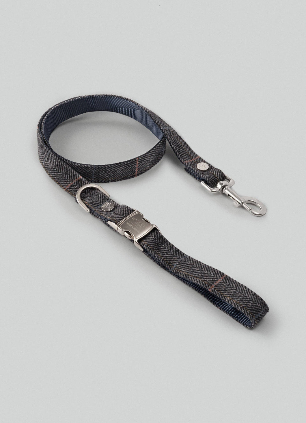 Hackett x Hugo Hudson - Grey Checked Tweed Dog Lead/Laisse pour chien en tweed à carreaux gris