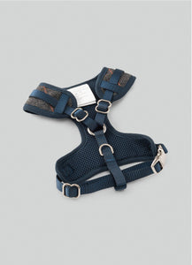 Hackett x Hugo Hudson - Grey Checked Tweed Dog Harness/Harnais pour chien en tweed à carreaux gris