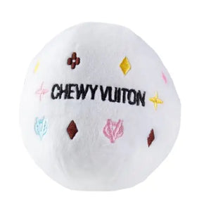 Haute Diggity Dog - White Chewy Vuiton Ball Squeaker Dog Toy