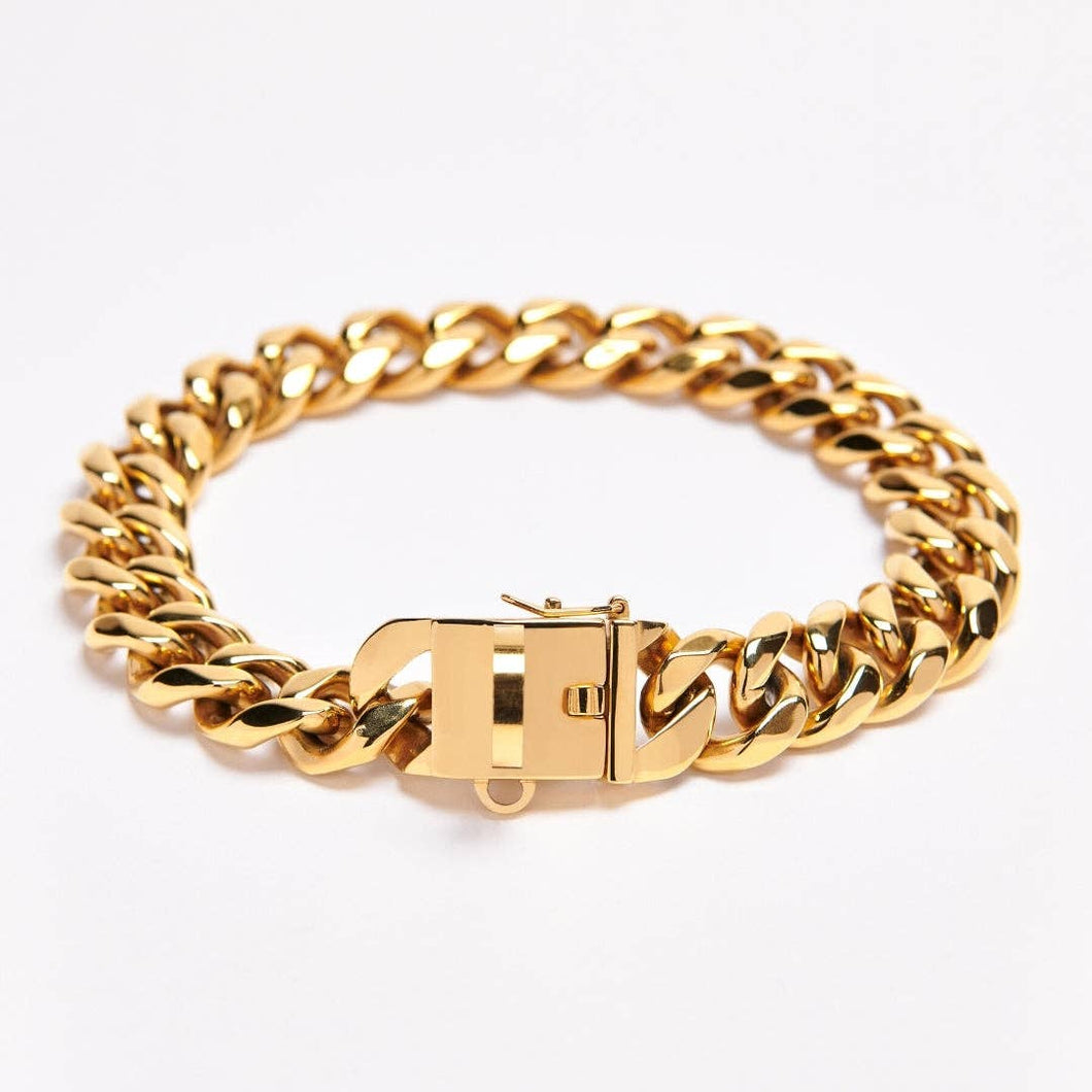 Cuban Link - Chain Dog Collar - Gold/Collier pour chien à chaîne - Or