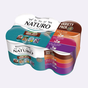 Naturo Adult Dog Grain & Gluten Free Variety Pack Cans in a Herb Jelly (390gx6)