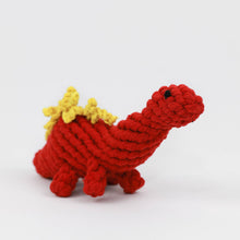 Load image into Gallery viewer, Knotty Pawz - Handmade Sustainable Red Dinosaur Rope Toys/Jouets en corde de dinosaure rouge durables faits à la main
