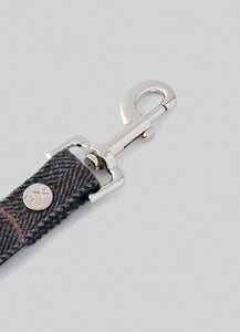 Hackett x Hugo Hudson - Grey Checked Tweed Dog Lead/Laisse pour chien en tweed à carreaux gris
