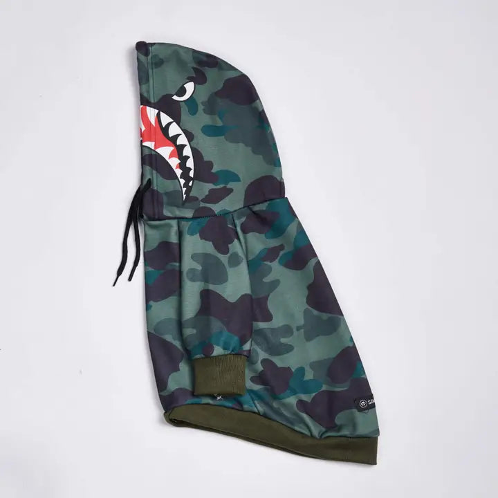 Spark Paws® Shark Monster Dog Hoodie - Green Camo/Sweat à capuche Shark Monster Dog - Camouflage vert