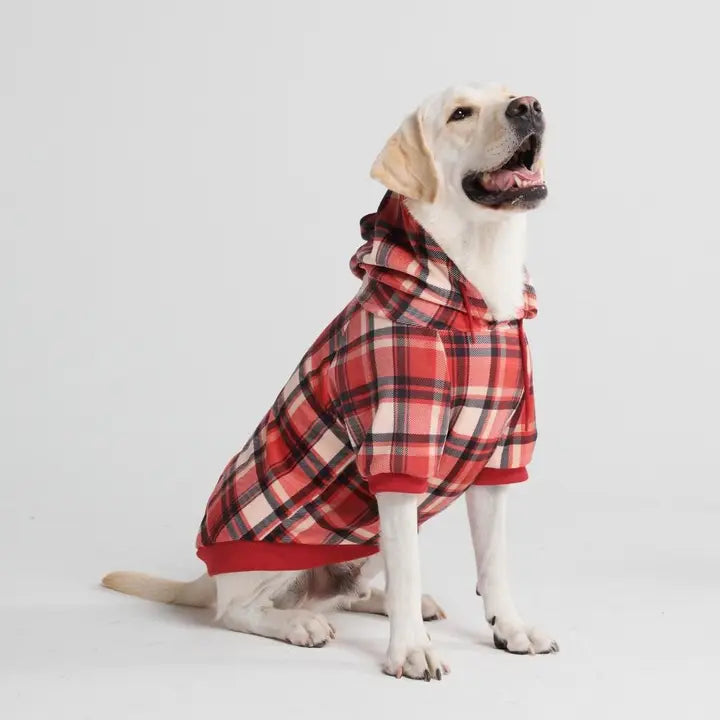 Spark Paws Dog Clothes Hoodie Spark Paws Red Plaid Dog Hoodie