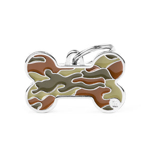 My Family Green Camouflage Bone - Pet ID Tag