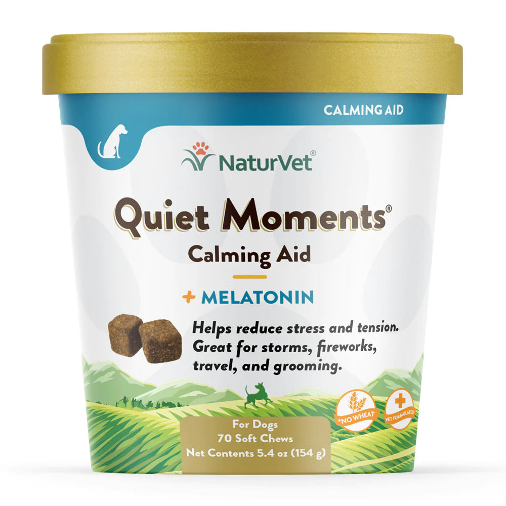 NaturVet® Quiet Moments® Calming Aid Plus Melatonin (70ct) Soft Chews for Dogs