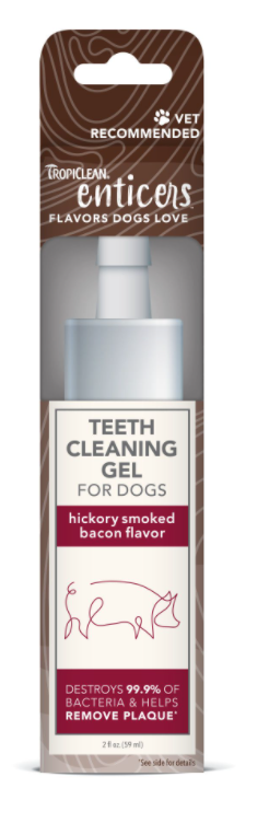 Tropiclean Enticers Teeth Cleaning Gel Hickory Smoked Bacon for Dogs (2oz)