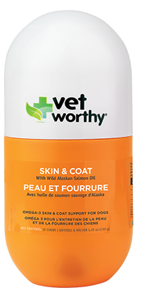 Vet Worthy® Skin & Coat with Wild Alaskan Salmon Oil Skin & Coat Support Soft Chew for Dogs (30ct)