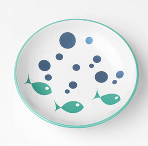 PetRageous® Bubble Fish Saucer White & Turquoise 5"