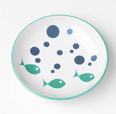 PetRageous® Bubble Fish Saucer White & Turquoise 5