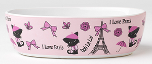 PetRageous® I Love Paris Cat Dish 7"