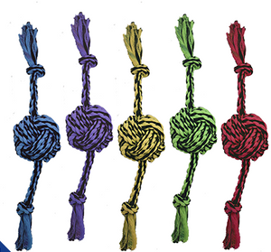 Multipet™ Nuts for Knots™ 2-Knot Rope With Ball (Assorted Colors) 13"
