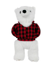 Charger l&#39;image dans la galerie, Tall Tails Plush Polar Bear w/Flannel Jacket Squeaker Dog Toy (12&quot;)
