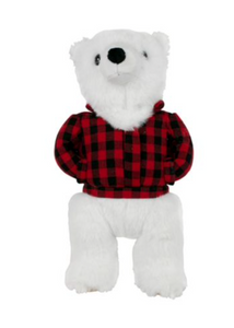 Tall Tails Plush Polar Bear w/Flannel Jacket Squeaker Dog Toy (12")