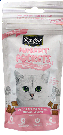 Kit Cat® Purrfect Pockets™ - Hairball Control Cat Treat/Gâterie pour chat anti-boules de poils  (60g)