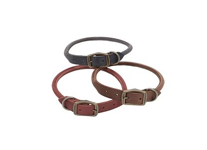 Circle T® - Rustic Leather Round Dog Collar/Collier rond en cuir rustique pour chien