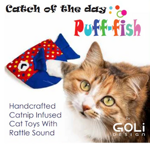 Puff-Fish Catnip Cat Toys by Goli Design Assorted