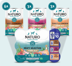 Naturo Adult Dog Grain & Gluten Free Variety Pack Cans in a Herb Jelly (12x390g)