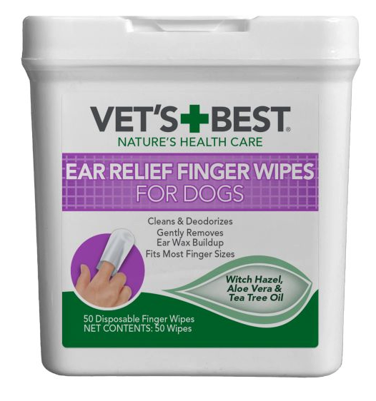 Vets Best® - Ear Relief Finger Wipes/Lingettes à doigts pour soulager les oreilles (50ct)