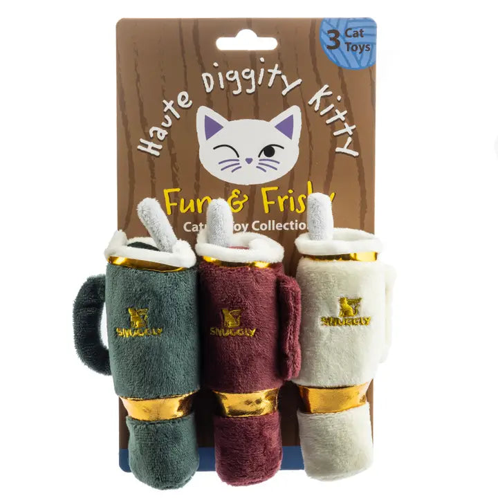 Haute Diggity Kitty - Holiday Snuggly Cup Organic Catnip Toys (Red, Ivory, & Green)