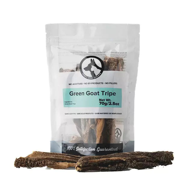 Only One Treats - Green Goat Tripe/Tripes de Chèvre Vertes (70g)