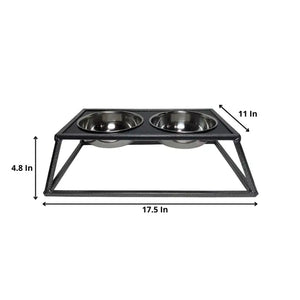 Jojo Modern Pets - Elevated Modern Black 2-Bowl Dog Feeder/Mangeoire pour chien surélevée moderne à 2 bols, noire