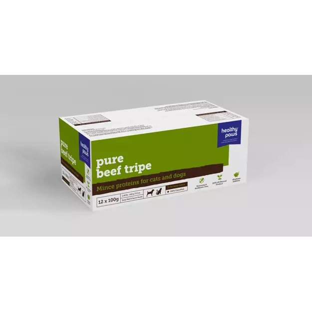 Healthy Paws - Pure Mince Beef Tripe/Tripes de bœuf hachées pures 12 x 100 g
