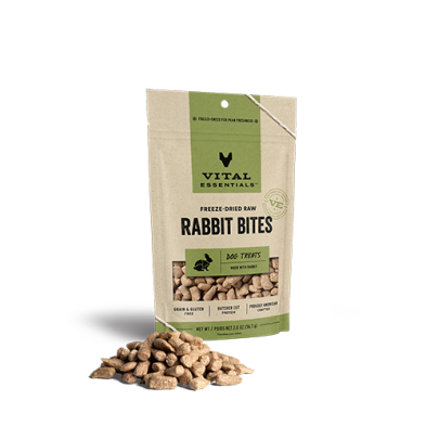 Vital Essentials® Freeze-Dried Rabbit Bites Dog Treats 2 oz/Friandises pour chiens à base de bouchées de lapin lyophilisées (2oz) (Copy)