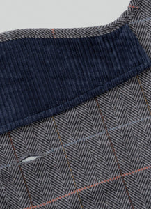 Hackett x Hugo Hudson - Grey Checked Tweed Dog Jacket/Veste pour chien en tweed à carreaux gris