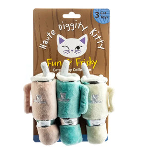 Haute Diggity Kitty - Snuggly Cup 3-Pack Organic Catnip Toys (Teal, Ivory, Blush)