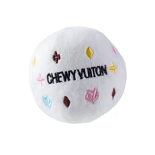 Charger l&#39;image dans la galerie, Haute Diggity Dog - White Chewy Vuiton Ball Squeaker Dog Toy
