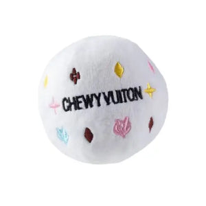 Haute Diggity Dog - White Chewy Vuiton Ball Squeaker Dog Toy
